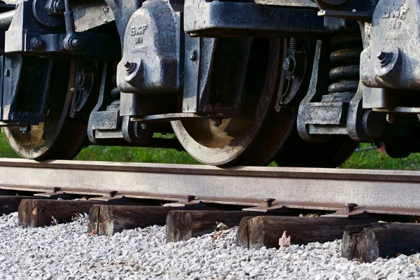 Beautiful closeup of the train wheels — Stock Photo, Image