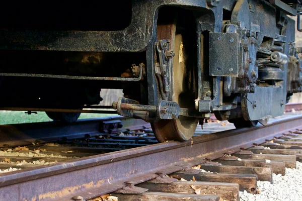 Closeup of the old train wheels — Stock Photo, Image