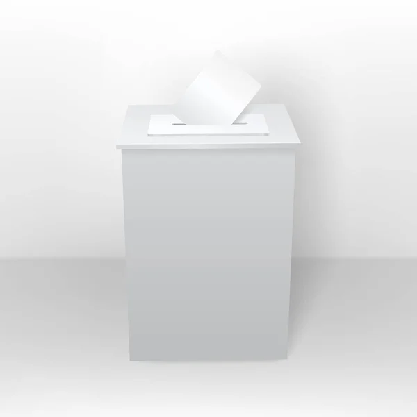 Ballot Box Met Een Stuk Papier Stemapparaat Een Muur Achtergrond — Stockvector