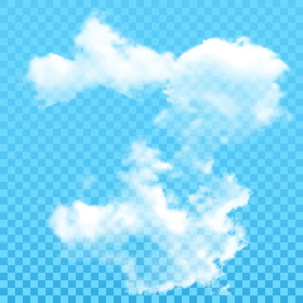 Conjunto Nubes Realistas Elementos Meteorológicos Para Diseño Sobre Fondo Transparente — Vector de stock