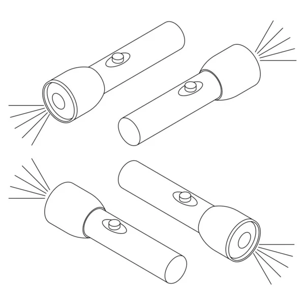 Set Icone Torcia Dispositivo Illuminazione Minimalismo Isometry Percorso Modificabile Illustrazione — Vettoriale Stock