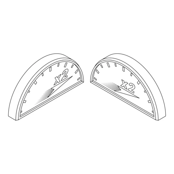 Speedometer Signs Set Double Speed Increase Ultimate Power Elements Design — стоковый вектор