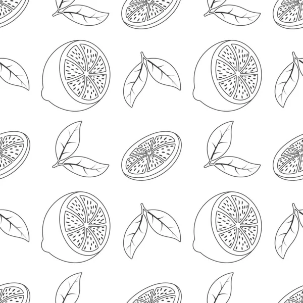 Limon dilimlerinin sonsuz tek renkli dokusu. Paketleme, amblemler, etiketler, ambalajlar için vektör çizimi. Tekrarlayan vektör dokusu.
