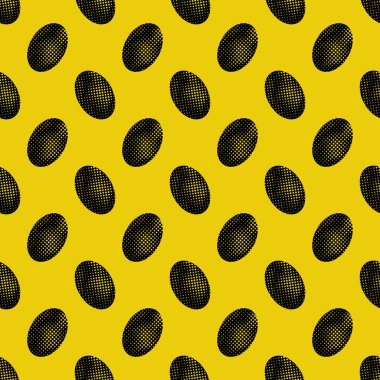 Desenli elipsler pürüzsüz desenler. Sarı bir arkaplanda sonsuz yuvarlak şekiller. Tekrarlayan soyut elementlerle canlı bir iz..