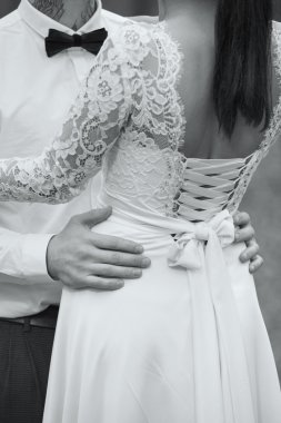 Düğün kaç sarılma, siyah ve beyaz fotoğraf