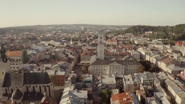 Πανόραμα Της Πόλης Από Ψηλά Lviv Μια Παλιά Ευρωπαϊκή Πόλη — Αρχείο Βίντεο