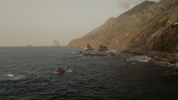 Coastal Rocks Ocean Washes Coast Tenerife Beautiful Landscape — Stock Video