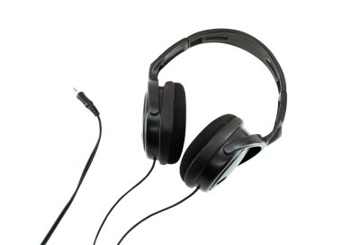 siyah kulaklık izole