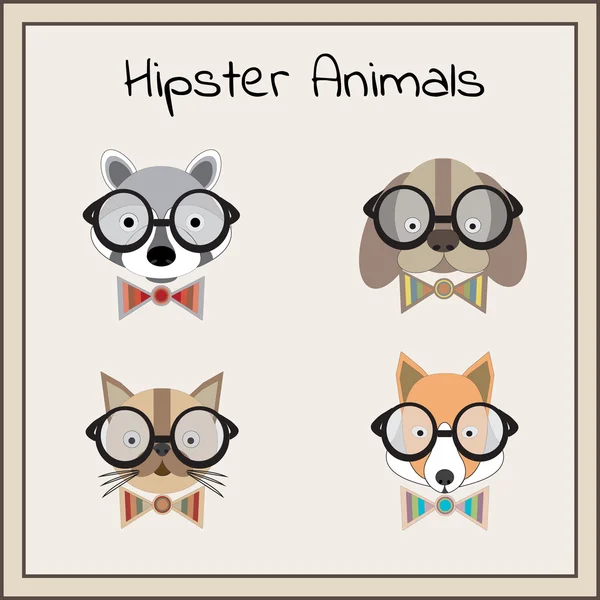 Hipster animales conjunto vector — Vector de stock