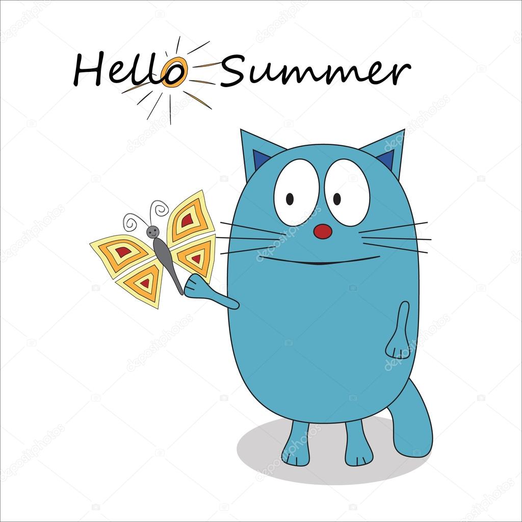 Hello summer cartoon character - vector
