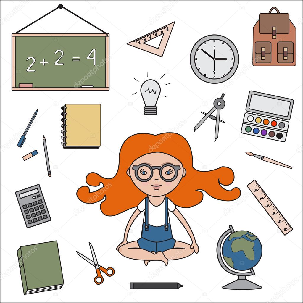 Classroom objects outline icons