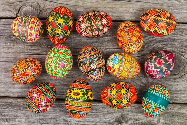 Easter eggs on rusted board — Stock Photo, Image