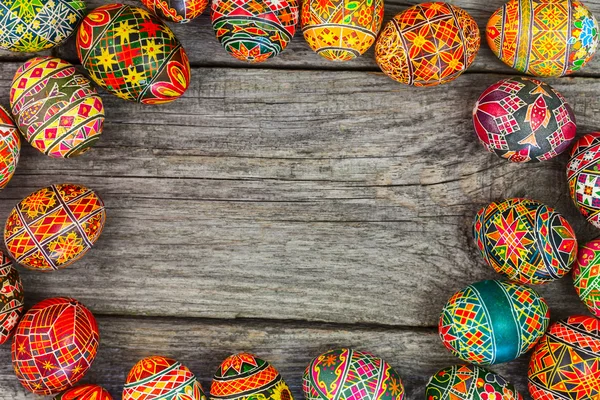 Easter eggs on rusted board — Stock Photo, Image