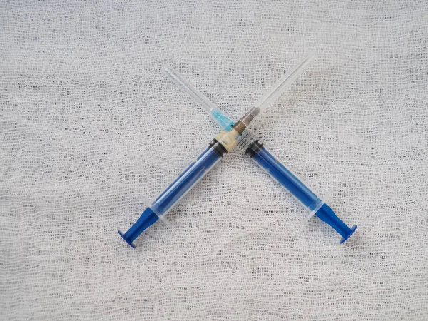 Vaccination Syringe White Background — Fotografia de Stock