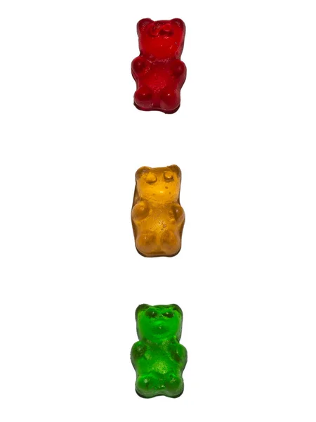 Comida Plástico Urso Marmelada Vermelho Amarelo Verde Layout Para Inserir — Fotografia de Stock