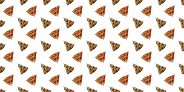 Seamless Repeating Pizza Pattern Geometric Background Elements Italian Cuisine Food — Stock Photo, Image