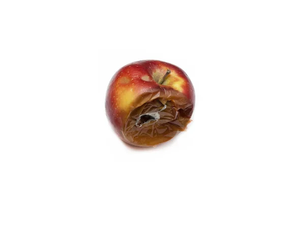 One Rotten Half Decomposed Darkened Limp Fruit White Background Spoiled — Stock Photo, Image