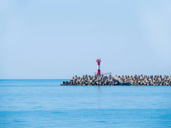 Bloques Hormigón Rompeolas Faro Puerto Sochi Mar Negro Krasnodar Krai — Foto de Stock