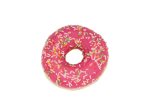 Traditional Donut Top View Glamorous Doughnut Pink Frosting Topped Colorful — Stock Photo, Image