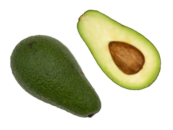 Avocado Χωρίζεται Δύο Μέρη Την Πέτρα Πολτό Και Φλούδα Απομονώνονται — Φωτογραφία Αρχείου