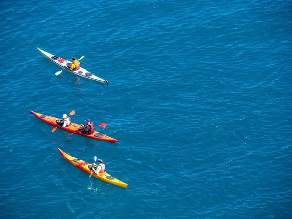 Crimea Balaklava 2021 Training Athletes Tourists Sea Kayaking Black Sea — Stock Photo, Image