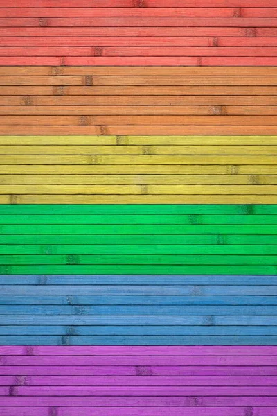 Multi Colored Rainbow Striped Lgbt Pride Community Flag Painted Wooden — Stock Photo, Image