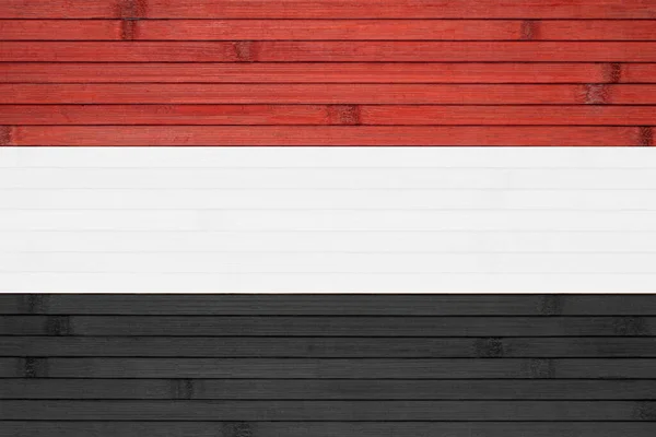 National Flag Yemen Painted Background Wooden Wall Made Bamboo — Stock Photo, Image