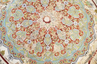 Edirne, Türkiye 02.04.2016: Geleneksel Türk resim Samii 1437-1447 Camii kubbe üzerinde 