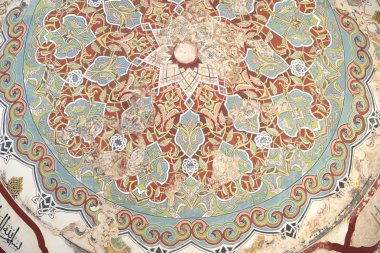 Edirne, Türkiye 02.04.2016: Geleneksel Türk resim Samii 1437-1447 Camii kubbe üzerinde 