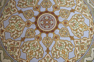 Edirne, Türkiye 02.04.2016: Geleneksel Türk resim Samii 1437-1447 Camii kubbe üzerinde 