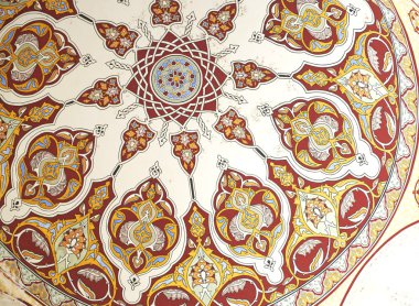 Edirne, Türkiye 02.04.2016: Geleneksel Türk resim Samii 1437-1447 Camii kubbe üzerinde 