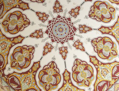 Edirne, Türkiye 02.04.2016: Geleneksel Türk resim Samii 1437-1447 Camii kubbe üzerinde 