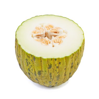 Beyaz arka plan üzerinde çocuklar de Sapo izole olgunlaşmış kavun.