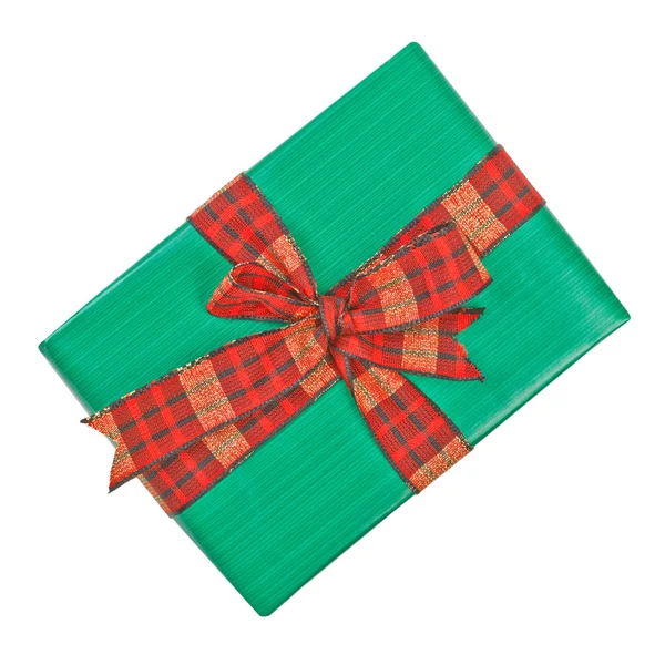 Gift box with ribbon bow. Isolated on white — Stock Photo, Image