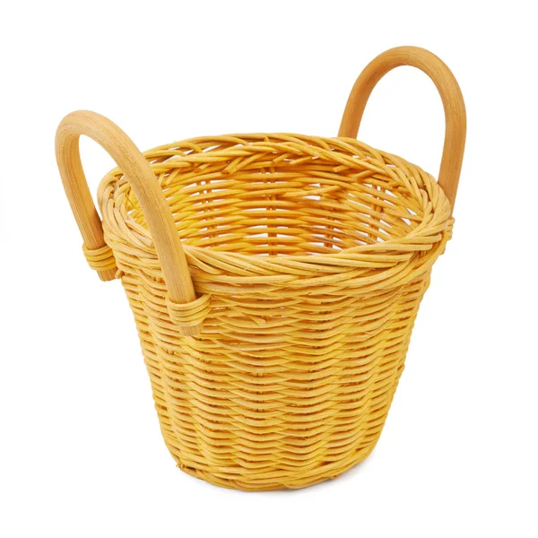 Empty wicker basket. Isolated on white — Stock Photo, Image