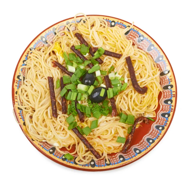 Spaghetti worst geïsoleerd op wit — Stockfoto