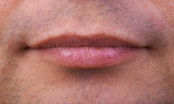 Close-up van het gezicht van de mens Lips — Stockfoto