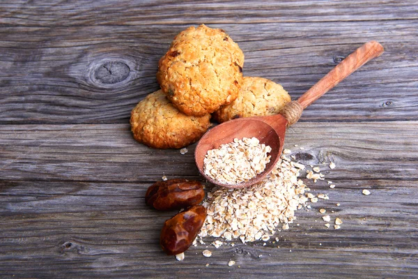 Yulaf ezmesi kurabiye lezzetli breakfast ve Mısır gevreği — Stok fotoğraf