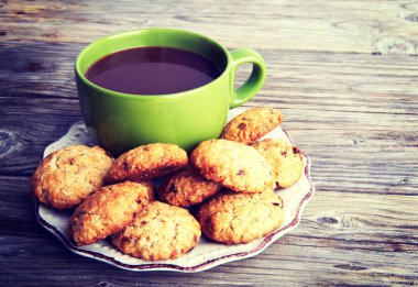 Yulaf ezmesi kurabiye lezzetli breakfast, kaşık Mısır gevreği