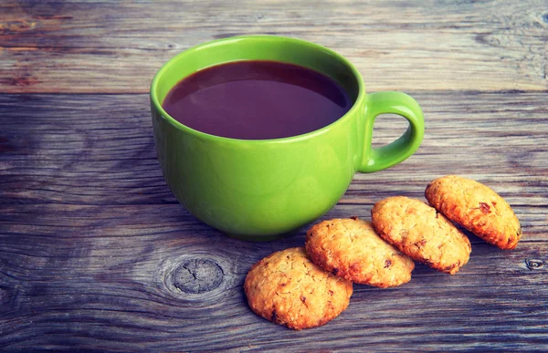 Oatmeal cookies tasty breakfast, cereal in spoon — Stock Photo, Image