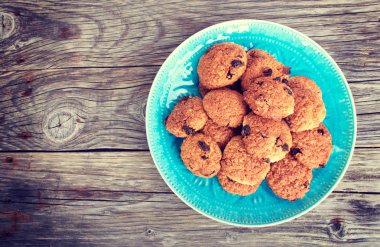 Yulaf ezmesi kurabiye lezzetli kahvaltı plaka üzerinde