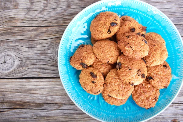 Oatmeal cookies tasty breakfast on the plate — Stock Photo, Image