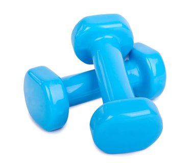 Beyaz izole mavi halter ağırlık