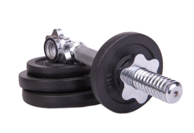 Dumbell ağırlık izole beyaz arka plan üzerinde