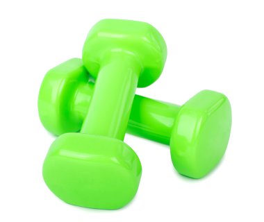 Pembe halter ağırlık beyaz izole