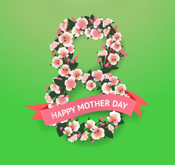 Karta okolicznościowa na banner dzień matki z numerem osiem c — Wektor stockowy