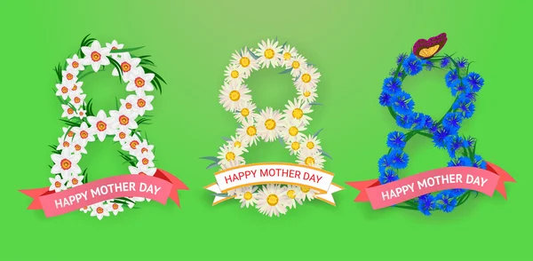 Karta okolicznościowa na banner dzień matki z zestawem numer EIG — Wektor stockowy