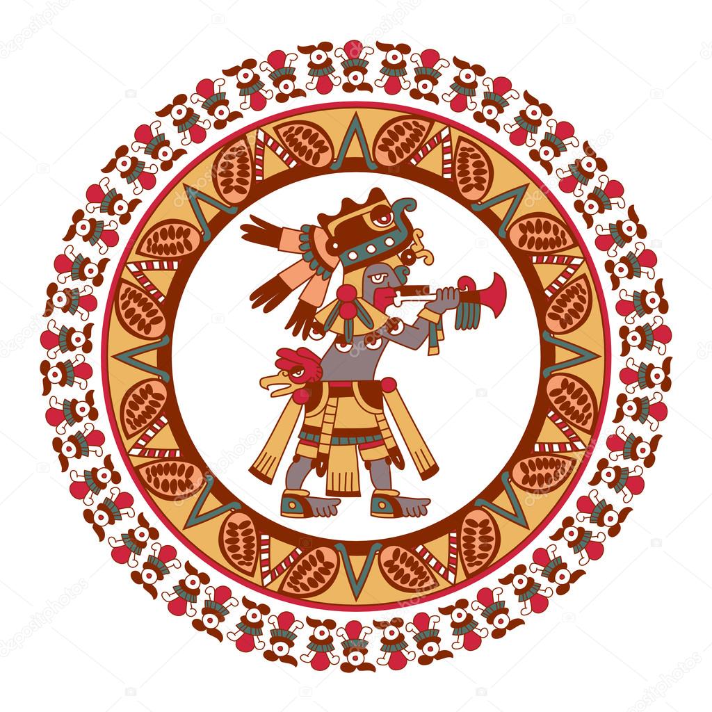 Aztec Pattern Cacao Tree Mayans Beans And Decorative Bo Aztec Pattern Cacao Tree Mayans Beans And Decorative Bo Stock Ilration