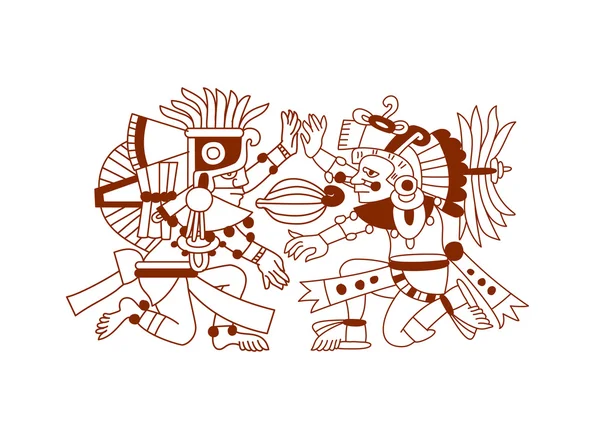 Croquis dessin aztec fève de cacao, feuilles, pointes, motif — Image vectorielle