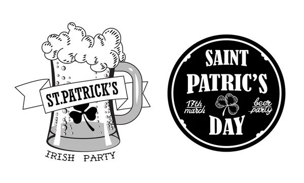 Label logotype to saint patrick's day with lettering, clover lea — 스톡 벡터